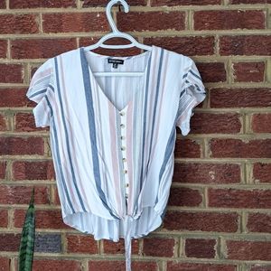 Style Envy Short Sleeved Button Front Top